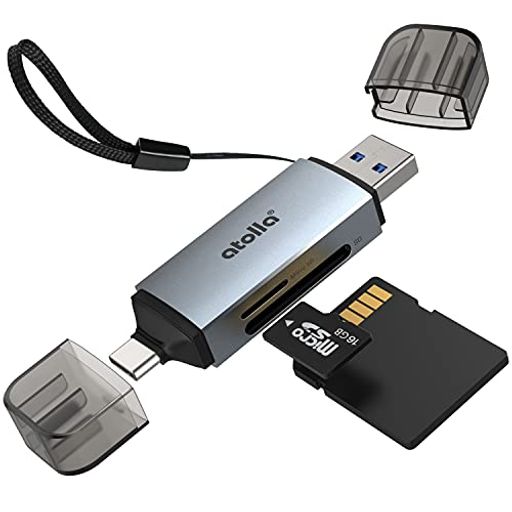 ATOLLA SDカードリーダー 2-IN-1 USB3.0 TYPE C カードリーダー 同時読み書き [ SD/SDHC/SDXC/RS-MMC/MICROSD/MICROSDHC/MICROSDXC ] USB