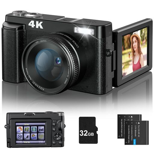 4K デジカメ デジタルカメラ オートフォーカス 4800万画素 4K解像度 ビデオカメラ フラッシュ タイムラプス 連写 HDMI出力可能 16倍デジ