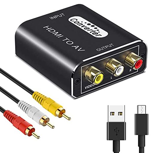 HDMI TO RCA 変換コンバーター HDMI TO AV コンポジット1080/720P 入力 音声転送 PAL/NTSC切り替え 3色RCA(赤白黄) ビデオ端子(コード) A