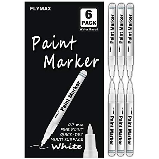 FLYMAX ホワイトペイントペン 6本パック 0.7MM アクリル ホワイト 油性マジック ホワイトペイントペン 木材 石 プラスチック レザー ガラ