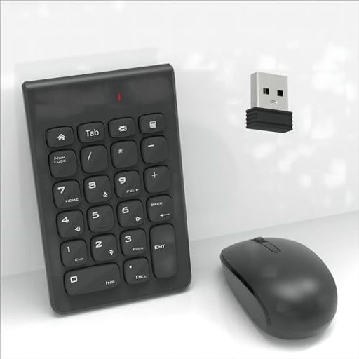 22キー テンキー マウス ワイヤレス セット 2.4G ミニ 数字 キーボード USB-A 超薄型 TABキー付き 持ち運び便利 無線 ナンバーパッド 左