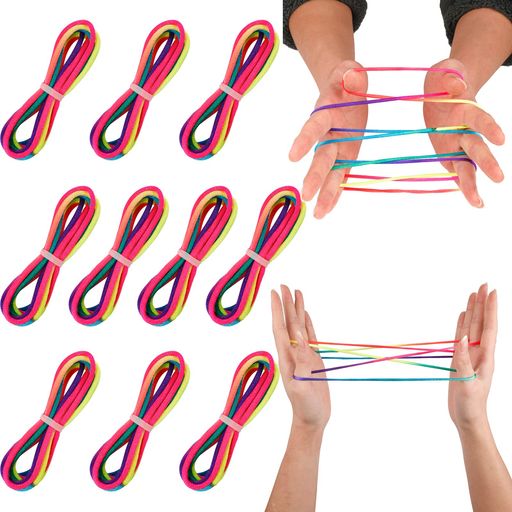 HITCHLIKE 紐 虹色 あやとりひも 10本セット レインボー 結び目のない紐 ロープ 糸 DIY 手編み ブレスレット 手作り 材料