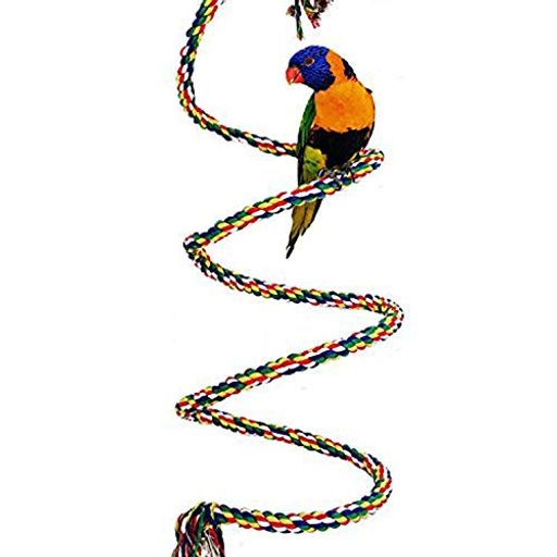 【HAMMARS】 ロープパーチ 自由に形を変えれる 大中小型インコ 布製止まり木 ブランコ オウム 鳥用 おもちゃ (1M)