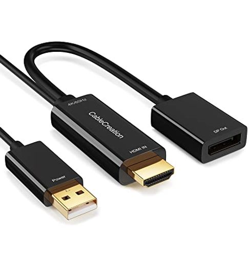 HDMI TO DISPLAYPORTアダプタ, CABLECREATION USB充電ポート付き4KX2K@60HZ HDMI オス TO DP メスアダプタ/コンバーター XBOX ONE適用, V