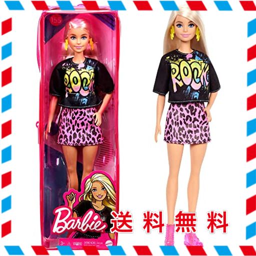 バービー(barbie) ファッショニスタ ブラックtシャツ 【着せ替え人形】【専用収納ケース付き】【3歳~】grb47
