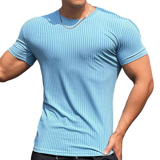 [KULIXI] ジム Tシャツ メンズ ストライプ ストレッチ 半袖 スポーツ トレーニングウェア 筋トレ フィットネス シャツ ランニング 無地