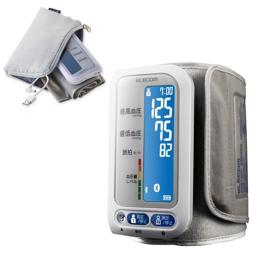 エレコム 血圧計 上腕式 コンパクト バックライト付き液晶画面 スマホ連動 (BLUETOOTHでデータ転送) 専用アプリ対応 HCM-AS01BTWH