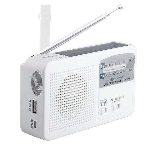 ポータブルラジオ FM/AM/対応 500MAH大容量バッテリー防災ラジオ ワイドFM対応ラジオ スマートフォンに充電可能 手回し充電/