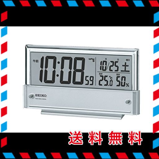 セイコー クロック 目覚まし時計 電波 デジタル カレンダー 温度 湿度 表示 銀色 メタリック SQ773S SEIKO