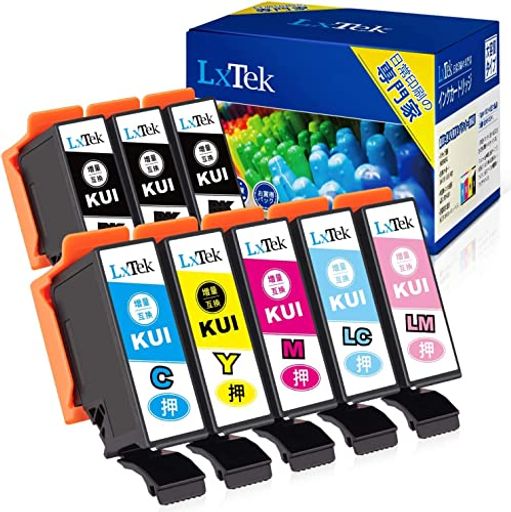 【LXTEK】KUI-6CL-L 互換インクカートリッジ エプソン(EPSON)用 KUI クマノミ インク 6色セット+黒2本(合計8本) 大容量/説明書付/残量表
