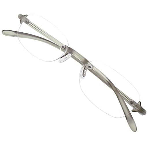 軽い シニアグラス 老眼鏡 リーディンググラス 枠なし 超弾性 柔らかい フレーム (度数+1.50)