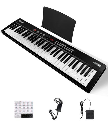 電子キーボード 61鍵盤 曲内蔵 半配重さキーボード イヤホン対応 内蔵スピーカー 軽量 録音再生 譜面台 初心者セット