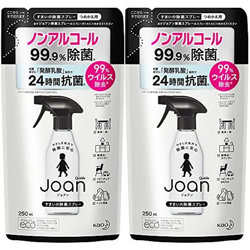 【まとめ買い】クイックル JOAN(ジョアン) 除菌スプレー ノンアルコール 香り気にならない微香性 詰め替え 250ML*2個