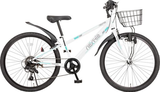 ネクスタイル(NEXTYLE) ジュニア マウンテンバイク 自転車 24インチ バスケット リングロック 泥よけ ライト付き NX-CTB02 ホワイト 6191