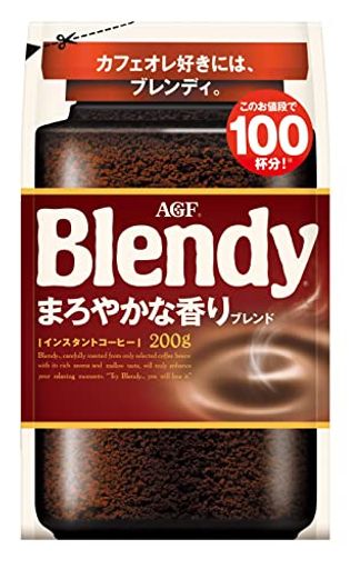 AGF ブレンディ まろやかな香りブレンド袋 200G 【 インスタントコーヒー 】【 水に溶けるコーヒー 】【 カフェオレ 好きに 】【 詰め替