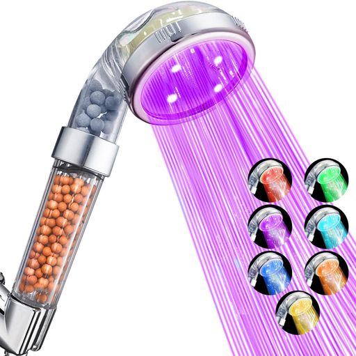 シャワーヘッド 7色 光るシャワーヘッド 塩素除去 増圧 節水 LED 虹色の水流 二重ろ過 ミスト美肌 お風呂 頭皮ケア 保湿 清潔毛穴汚れ 浴