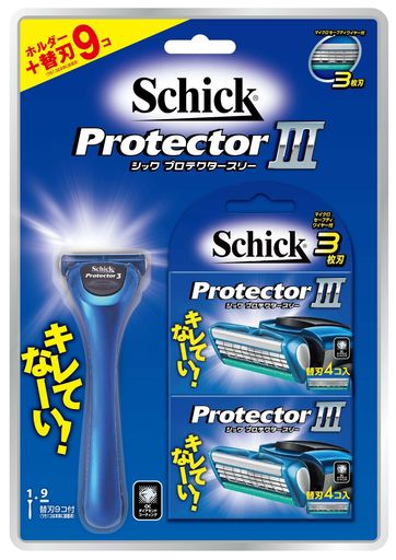 SCHICK(シック) シック SCHICK プロテクター スリー クラブパック (ホルダー (刃付き) + 替刃8コ) 3枚刃 カミソリ 髭剃り ドイツ製替刃