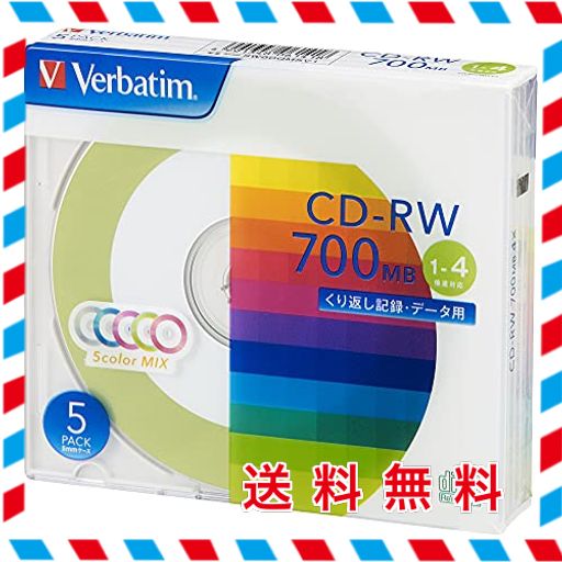 バーベイタムジャパン(VERBATIM JAPAN) くり返し記録用 CD-RW 700MB 5枚 ツートンカラーディスク 1-4倍速 SW80QM5V1