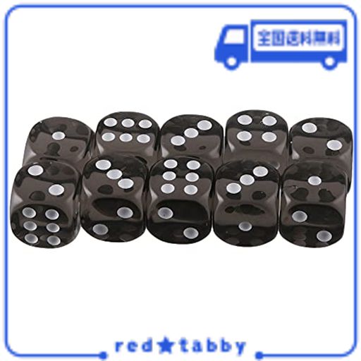 【ノーブランド品】 10個セット TRPGゲーム アクリル おもちゃ 六面ダイス D6 ダイス サイコロ 全10色 - ブラック