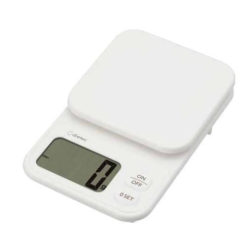 DRETEC(ドリテック) デジタルスケール 日本メーカー 1KG/1G単位 風袋引き 大画面 キッチンスケール 計り 料理 ホワイト
