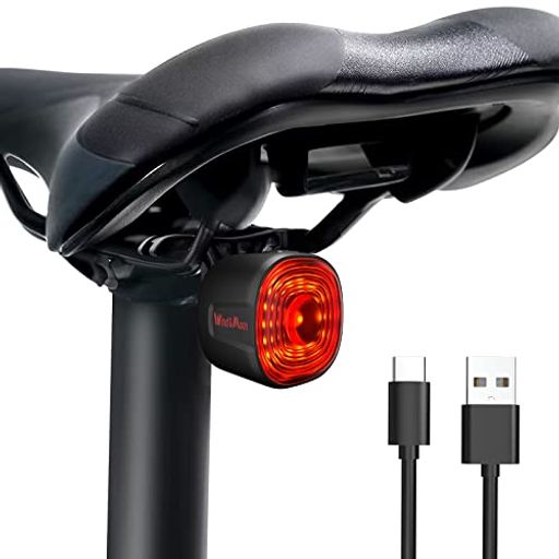 HLOMOM 自転車 テールライト 自動点灯、スマート ロードバイクライト 赤 防水 充電式 ブレーキ感応 感光センサー 40ルーメン セーフティ