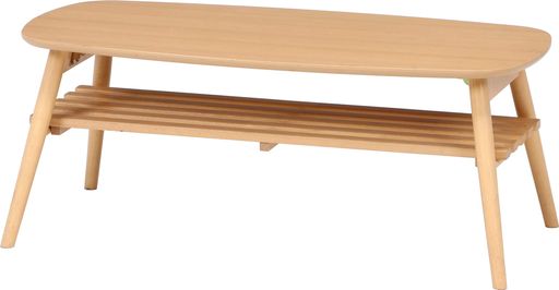 不二貿易(FUJIBOEKI) センターテーブル リビングテーブル 折りたたみ 幅100×奥行50×高さ40CM ナチュラル 木製 アッシュ 棚付き 完成品