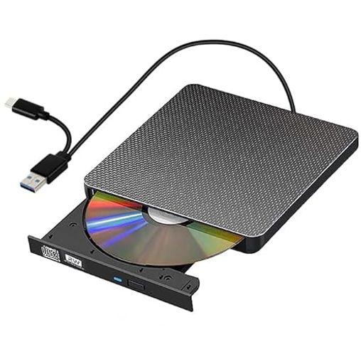外付CD・DVDドライブ USB3.0/TYPE Cポート付き CD/DVD読込み 録画込み対応 CD/DVDプレーヤー 外付け光学ドライブ PC外付け ポータブル CD