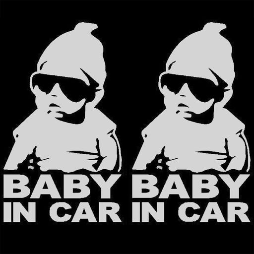 BORDER. ベビーインカー ステッカー 車 セーフティサイン 2枚組 赤ちゃんが乗っています 反射シール 【製品保証30日】 (白銀2枚)