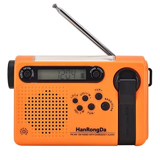 HANRONGDA 防災ラジオ 小型 短波/AM/FM/ワイドFM対応 充電式 携帯懐中電灯 120局メモリー デジタル時計とスリープタイマーとSOSサイレン