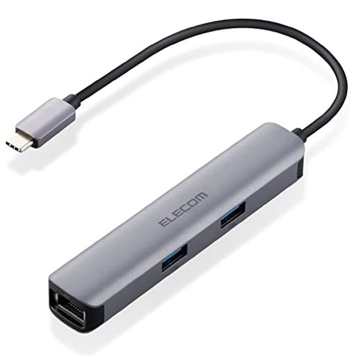 エレコム USB TYPE-C ハブ ドッキングステーション 5-IN-1(LANポート) DST-C17SV/EC HDMIポート 4K対応 USB3.0×3ポート MACBOOK/MACBOOK