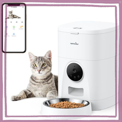WANSVIEW 自動給餌器 猫犬対応 300万高画素カメラ付き 4L大容量 音声録音録画可 スマート自動餌やり機 アプリ操作 1080Pより高精細2Kペッ