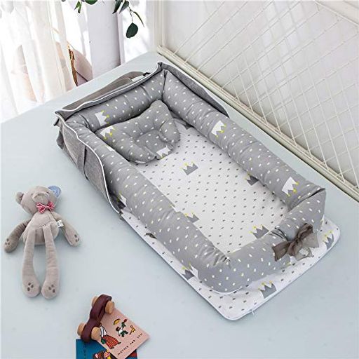 LUDDY ベビーベッド 新生児 枕付き ベッドインベッド 折りたたみ式 携帯型ベビーベッド 添い寝 ポータブル 出産祝い 通気性 洗濯可能 0-2